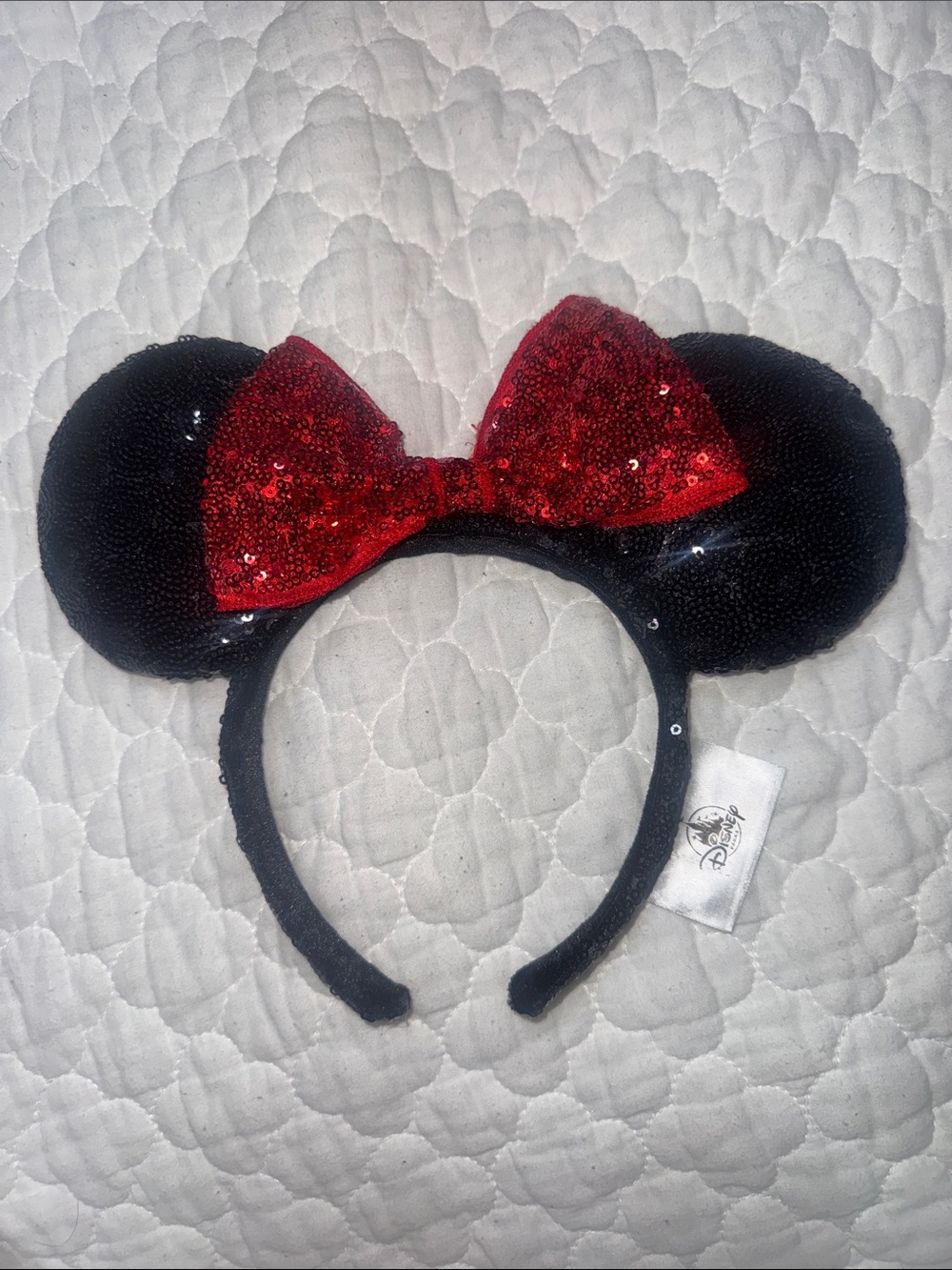 Disney Sequin Minnie Ear Headband in Black and Red